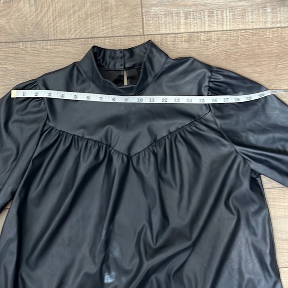 Who What Wear Faux Leather Long Sleeve Turtleneck Dress with Button Closure sz M - Picture 12 of 16